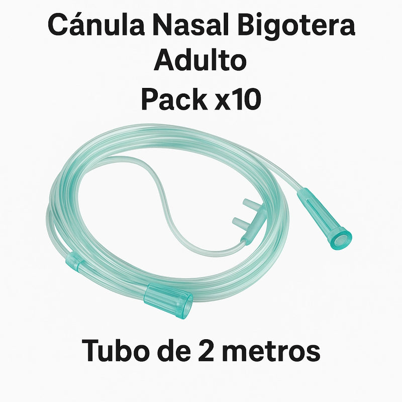 Cánula Nasal Bigotera Adulto | Pack x10 | Oxigenoterapia Médica