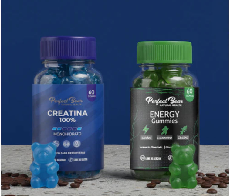 CREATINA Gomitas Energéticas Cafeína + L-Carnitina + Ginseng 60 Unidades