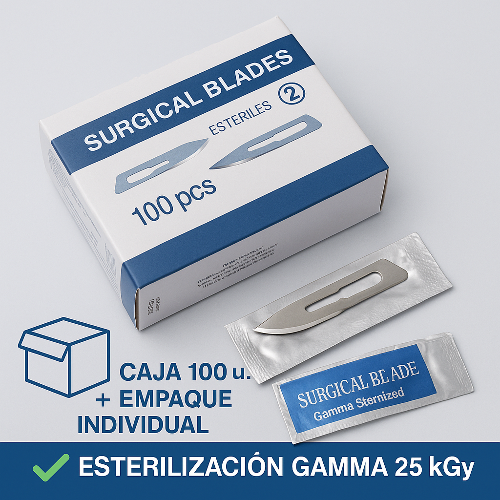 Hojas de Bisturí Acero Inoxidable Estériles – N°10/11/15/20/21 (Caja 100 u.)