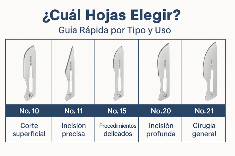 Hojas de Bisturí Acero Inoxidable Estériles – N°10/11/15/20/21 (Caja 100 u.)