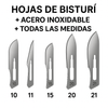 Hojas de Bisturí Acero Inoxidable Estériles – N°10/11/15/20/21 (Caja 100 u.)