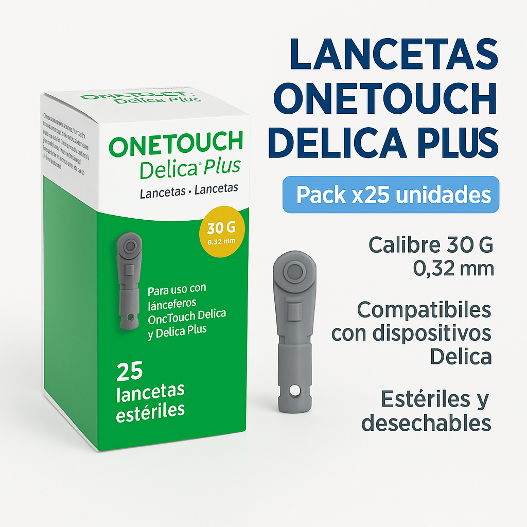 Lancetas OneTouch Delica Plus Pack x25 – 30G 0.32 mm