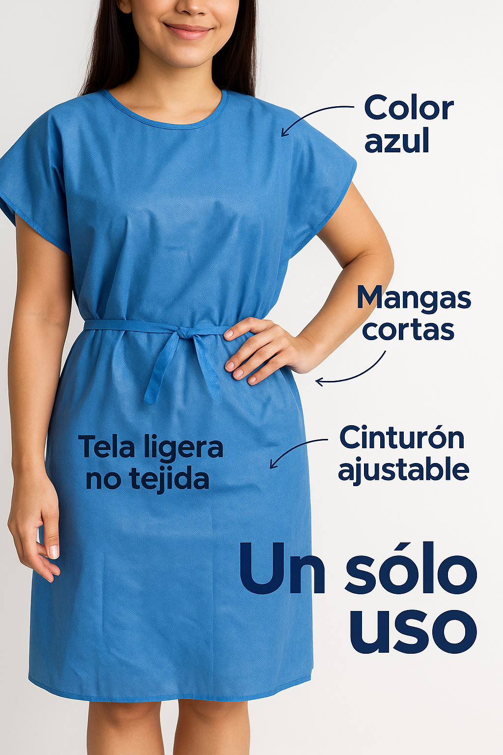 Bata de Paciente Desechable SMS Azul | Talla Única | Uso Clínico y Estético-insumos-medicos-despacho