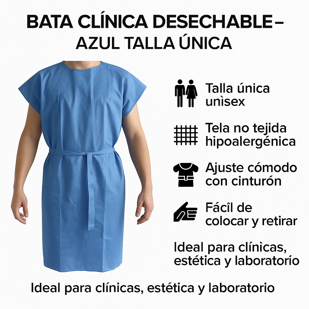 Bata de Paciente Desechable SMS Azul | Talla Única | Uso Clínico y Estético-insumos-medicos-despacho