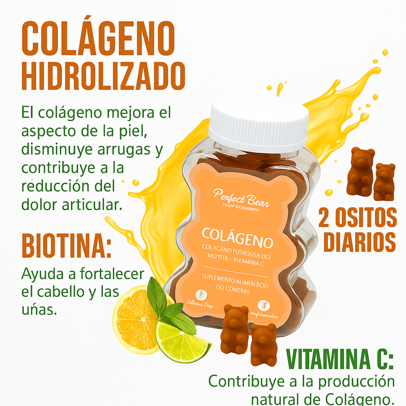 Gomitas de Colágeno para Piel, Cabello y Uñas – Perfect Bear | Sin Azúcar | 60 unidades-insumos-medicos-despacho