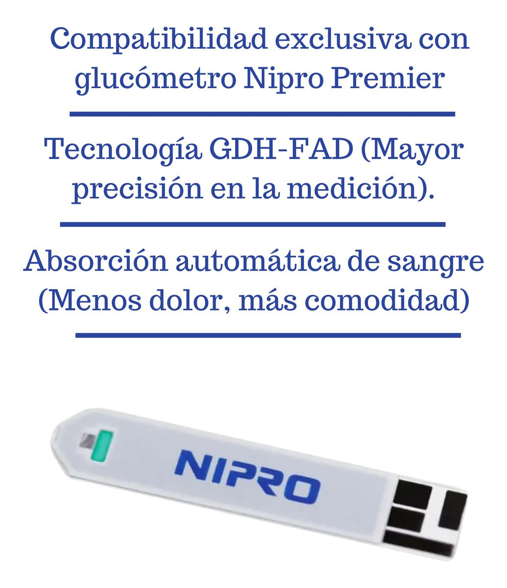 50 Tiras Reactivas Ó Cintas Nipro Premier + 50 Lancetas-insumos-medicos-despacho