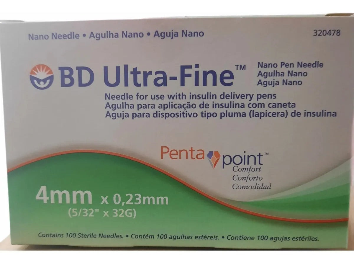 Bd Ultra-fina 4mmx 0.23mm Caja X 100 Uds Para Lapiz De Insul-insumos-medicos-despacho