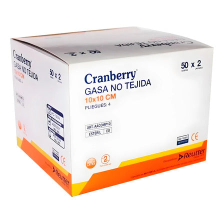 Gasa Estéril No Tejida Cranberry – Caja 50 sobres (2u x sobre)