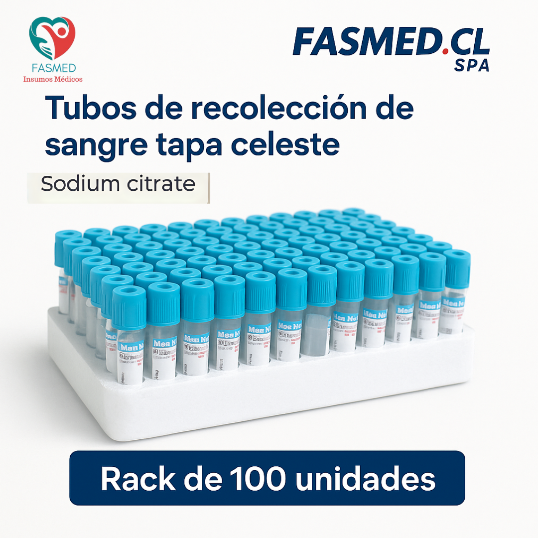 Tubo Tapa Celeste 0,5 ml Citrato Sodio | Pack x100