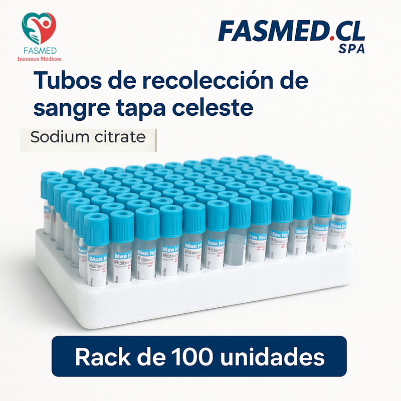 Tubo Tapa Celeste 0,5 ml Citrato Sodio | Pack x100