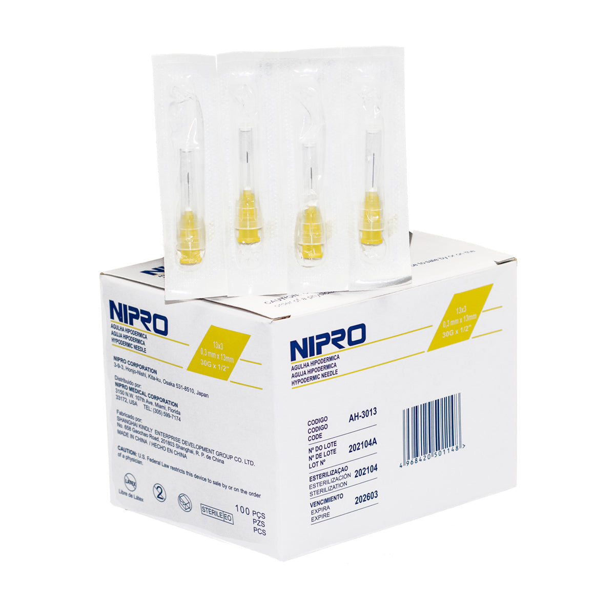 Agujas Hipodérmicas Nipro Desechables Caja x100