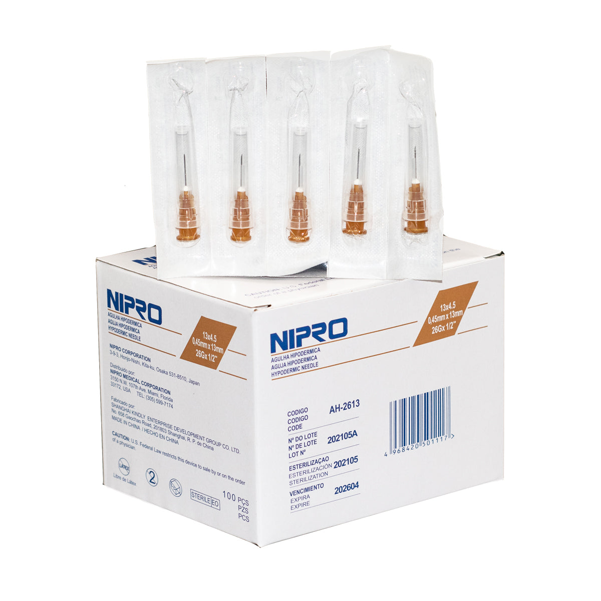 Agujas Hipodérmicas Nipro Desechables Caja x100