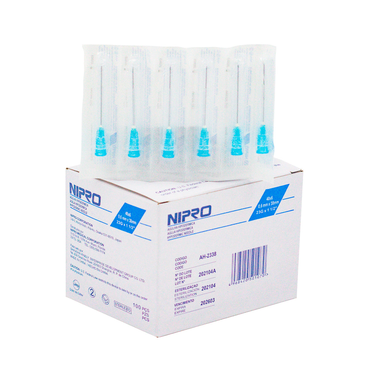 Agujas Hipodérmicas Nipro Desechables Caja x100
