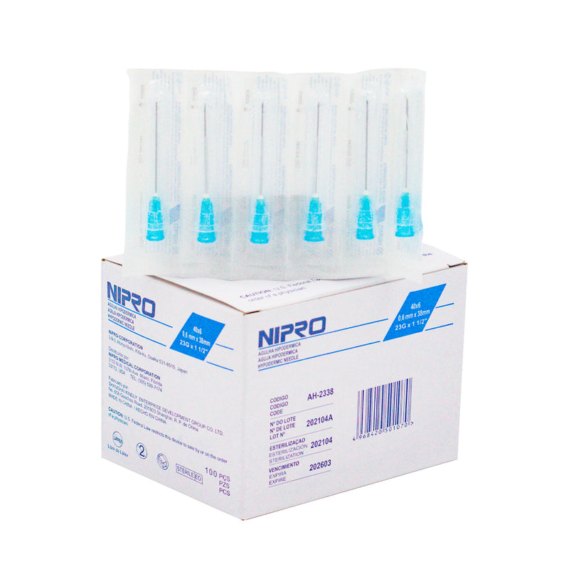 Agujas Hipodérmicas Nipro Desechables Caja x100