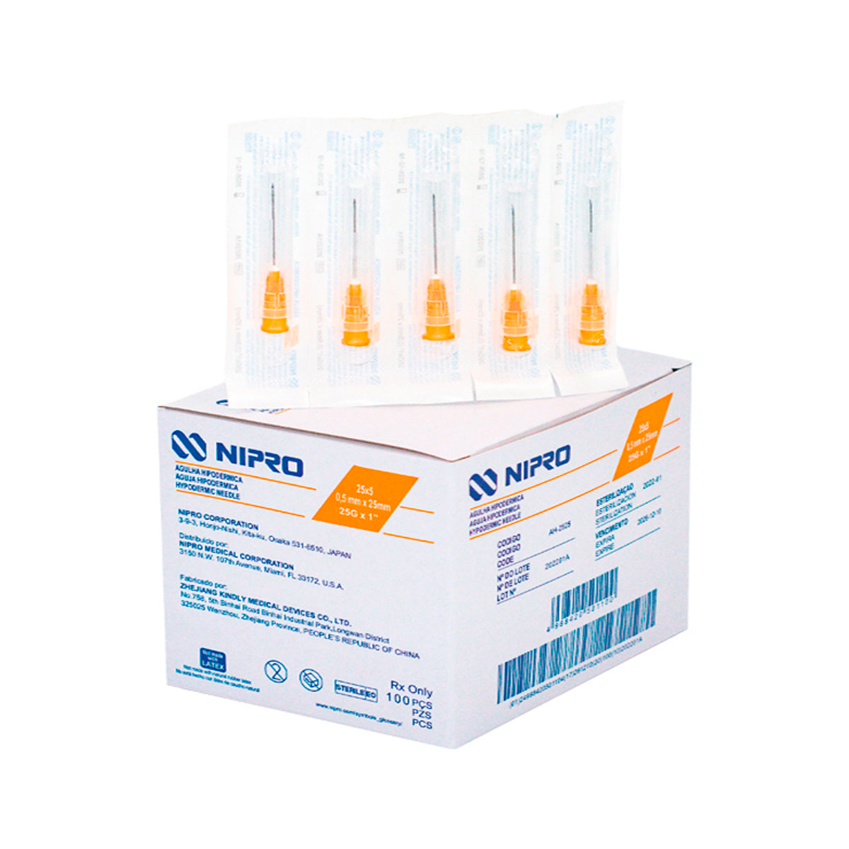 Agujas Hipodérmicas Nipro Desechables Caja x100