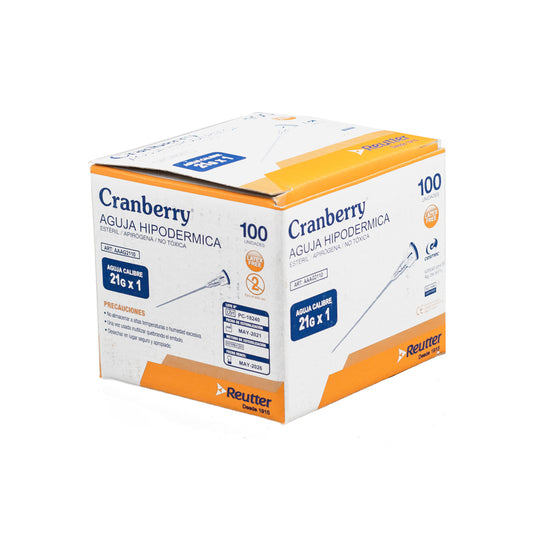 Agujas Hipodérmicas Cranberry Reutter Caja 100 Unid – Varios Calibres