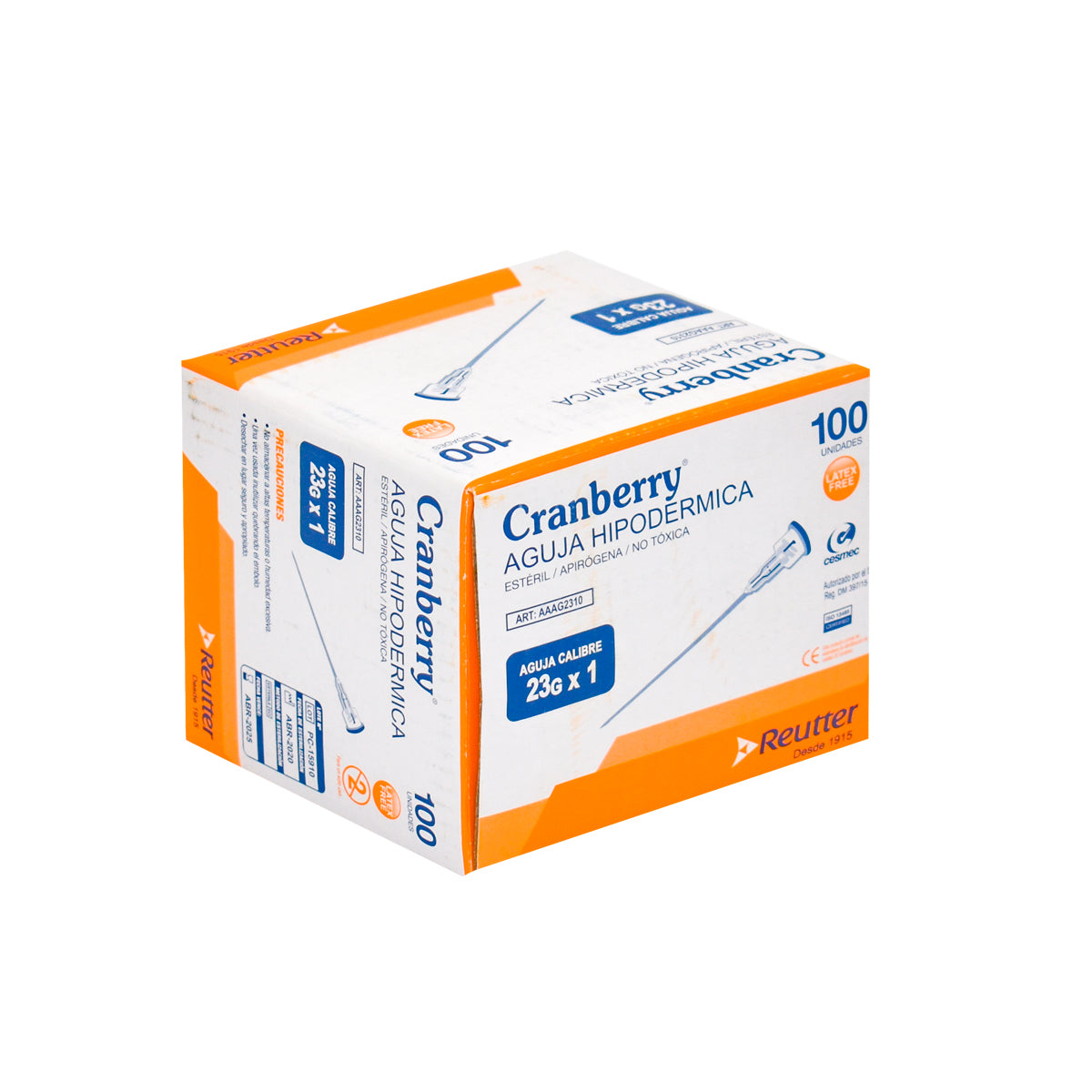 Agujas Hipodérmicas Cranberry Reutter Caja 100 Unid – Varios Calibres