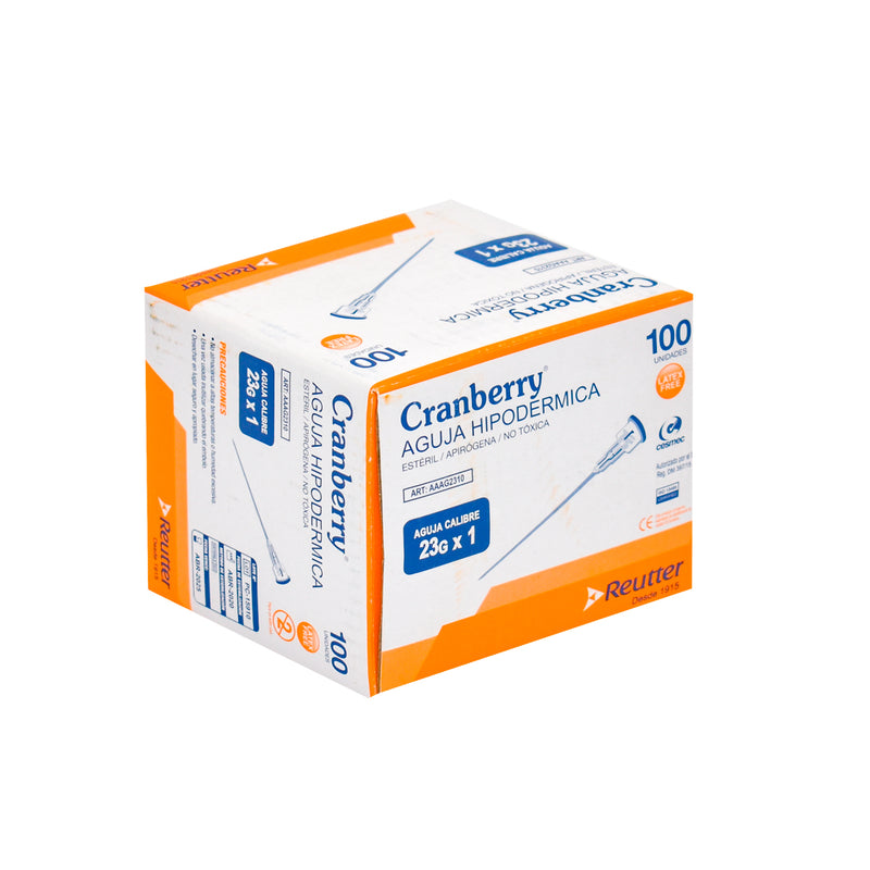 Agujas Hipodérmicas Cranberry Reutter Caja 100 Unid – Varios Calibres