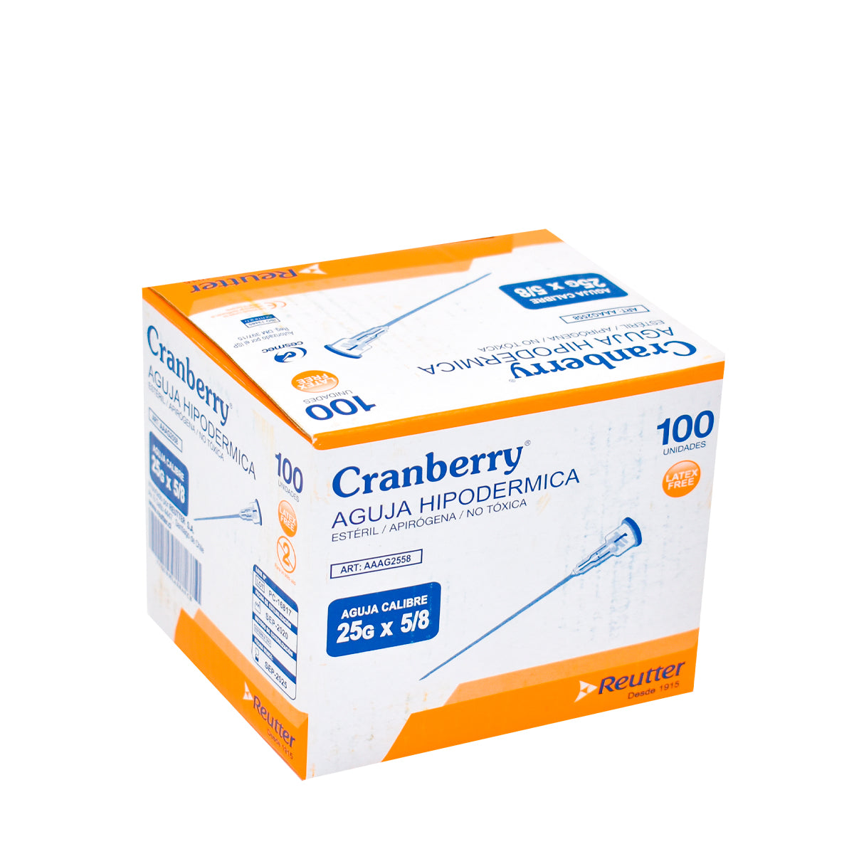 Agujas Hipodérmicas Cranberry Reutter Caja 100 Unid – Varios Calibres