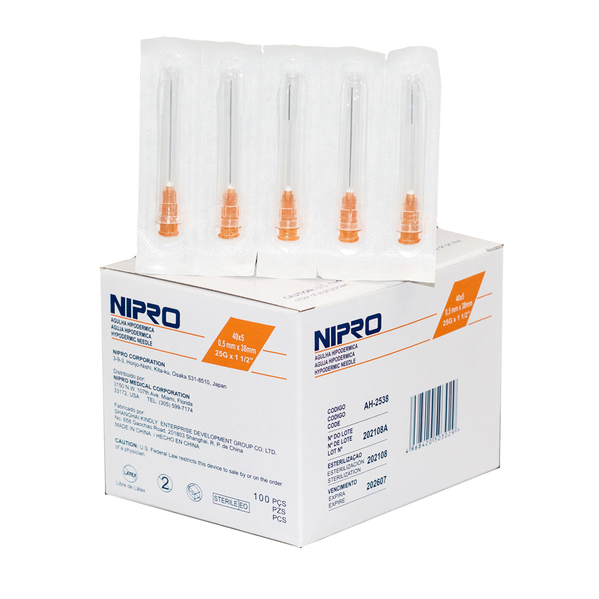 Agujas Hipodérmicas Nipro Desechables Caja x100