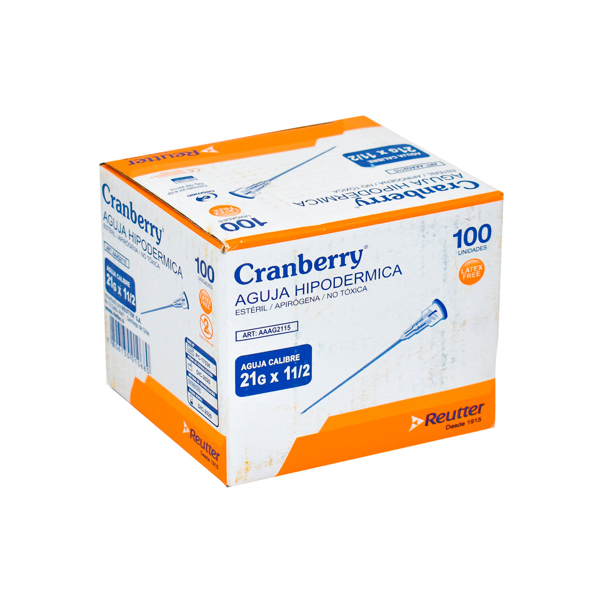 Agujas Hipodérmicas Cranberry Reutter Caja 100 Unid – Varios Calibres