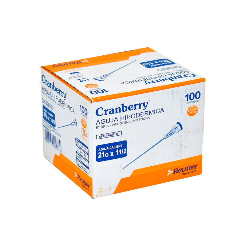 Agujas Hipodérmicas Cranberry Reutter Caja 100 Unid – Varios Calibres