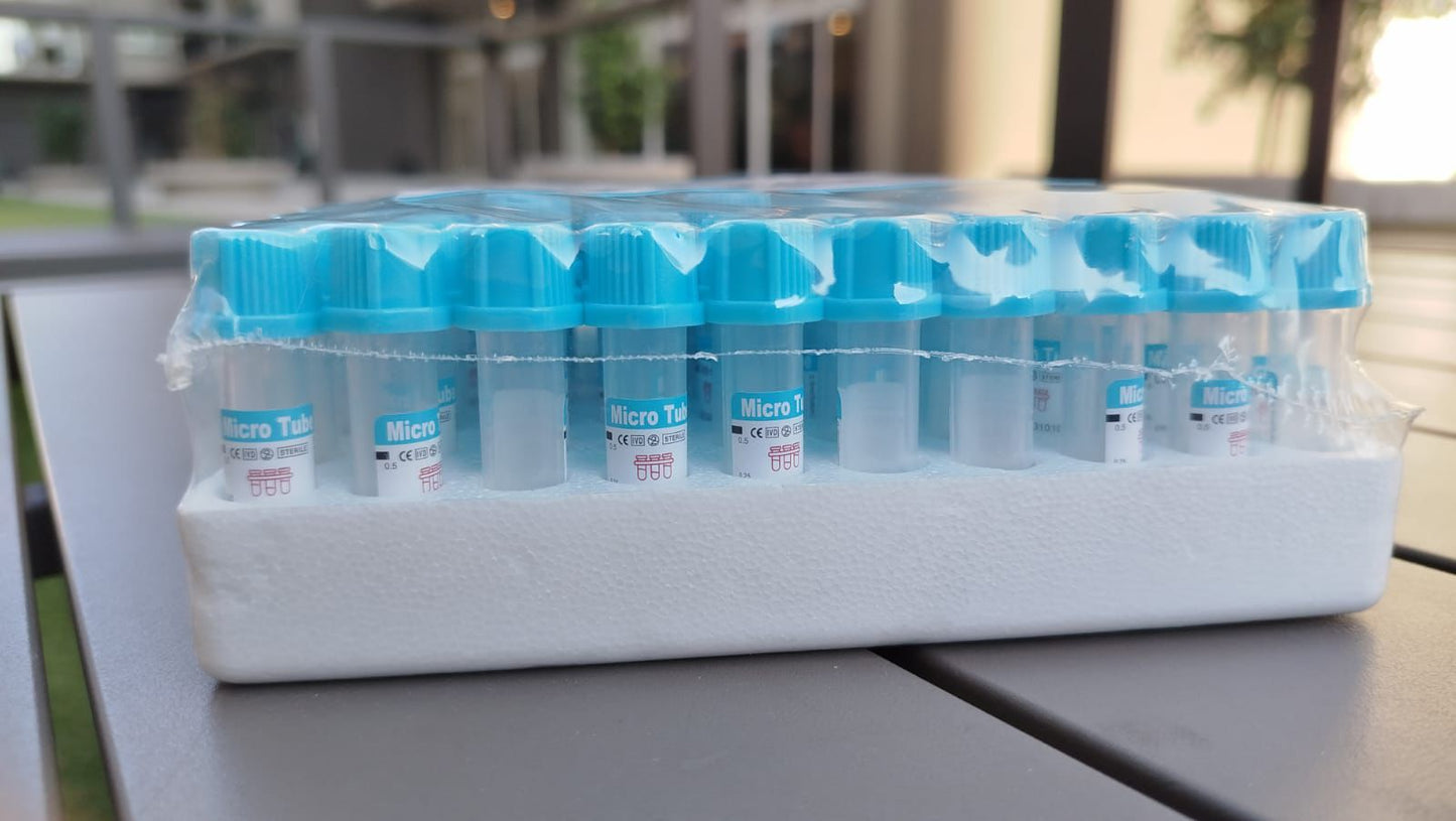 Tubo Tapa Celeste 0,5 ml Citrato Sodio | Pack x100
