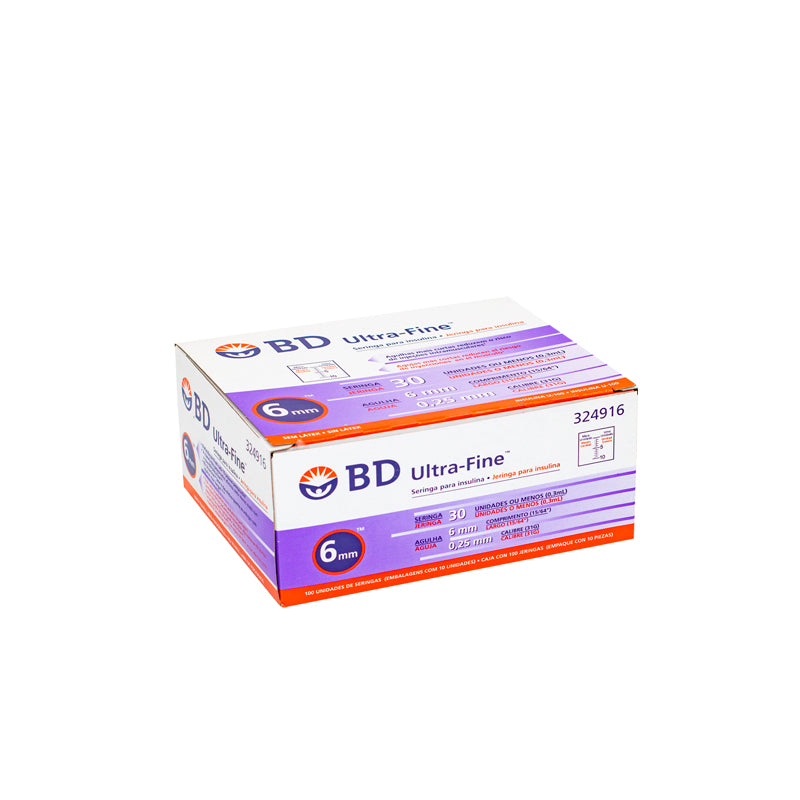 Jeringa Insulina BD Ultra-Fine 0,3 mL 31G x 6 mm | Caja x 100 tubo-de-muestras-insumos-mascarillas-guantes quirurgicos