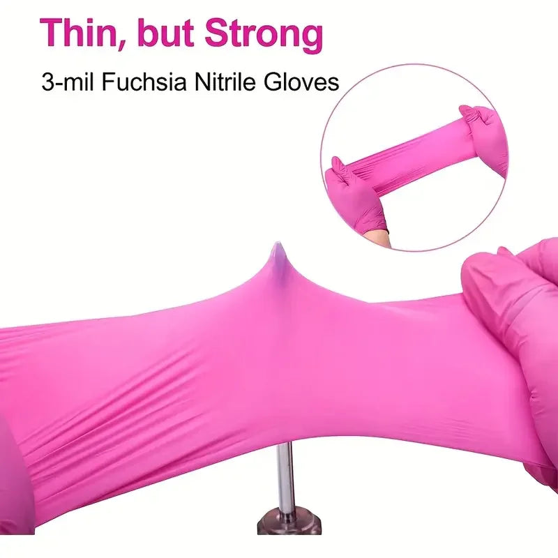 Guantes Nitrilo Rosado Sin Látex – Caja 100 unid (XS a XL)