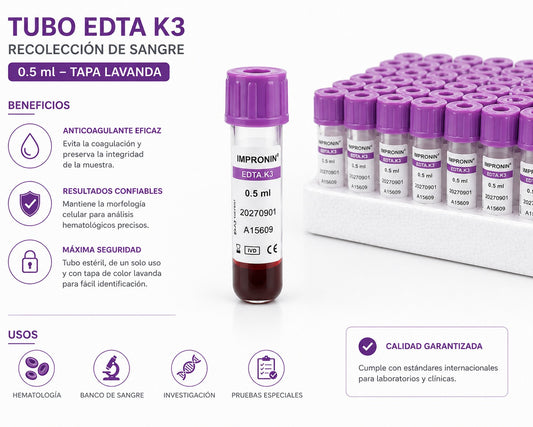 Tubo tapa lila EDTA K3 - 0,5 ml – Hematología