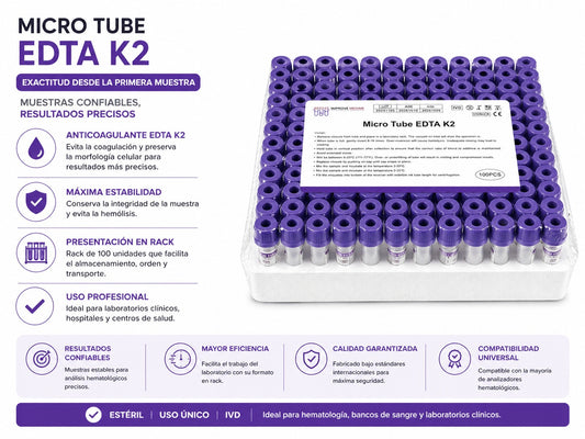 Tubo EDTA K2 0,5 ml – Tapa Lila x100
