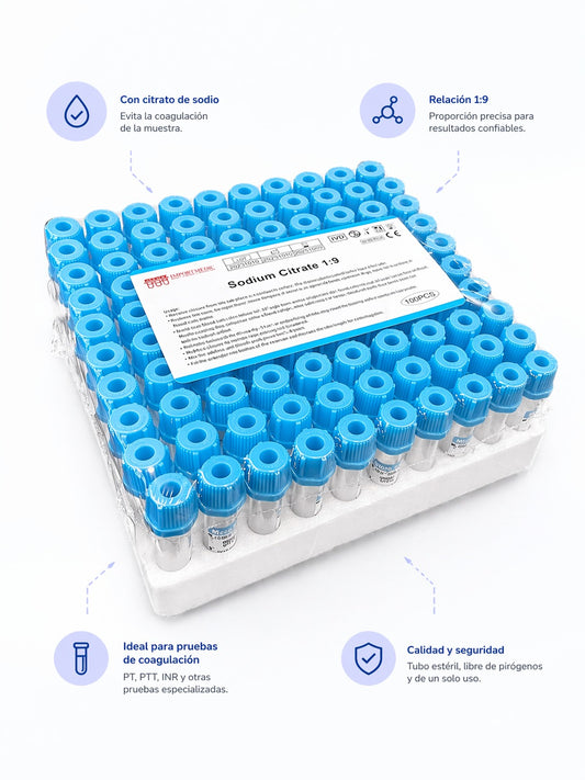Tubo Vacutainer Tapa Celeste 0,5ml Citrato Sodio x100 | Coagulación