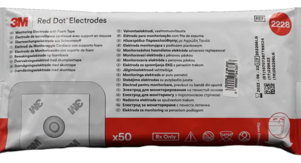 FASMED.CL Electrodo 3M Red Dot 2228 Monitoreo x50 | ECG Desechable