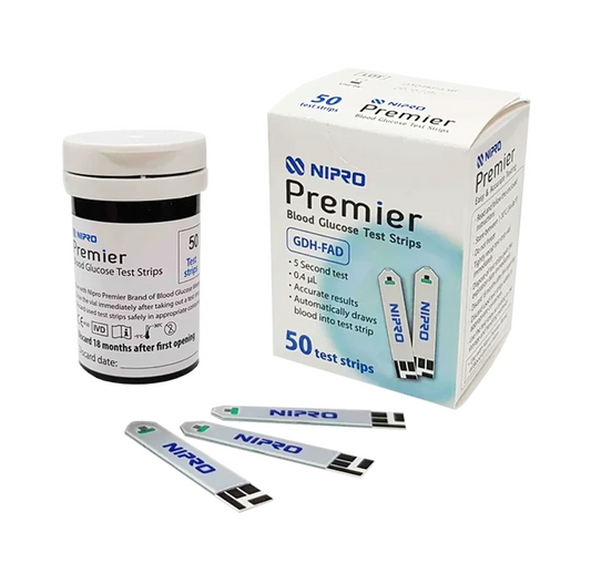 Tiras Reactivas Nipro Premier para Glucómetro | Pack x50 Unidades | GDH-FAD Alta Precisión