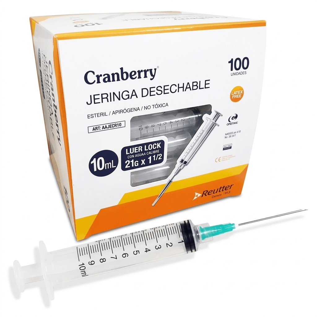 REUTTER jeringas luer lock 10ML 21G X1 1/2 Jeringas Desechables Luer Lock Cranberry Estériles – Diferentes Volúmenes