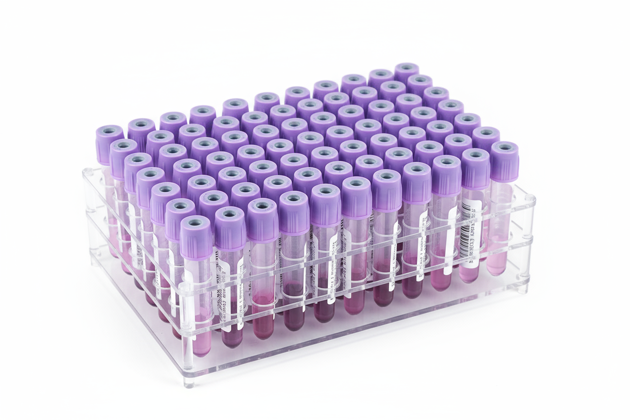 tubo tapa lila de 2 ml edta rack de 100 unidades