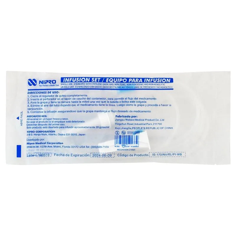Bajada de Suero Macrogoteo Nipro  Pack 25 unid – FASMED.cl