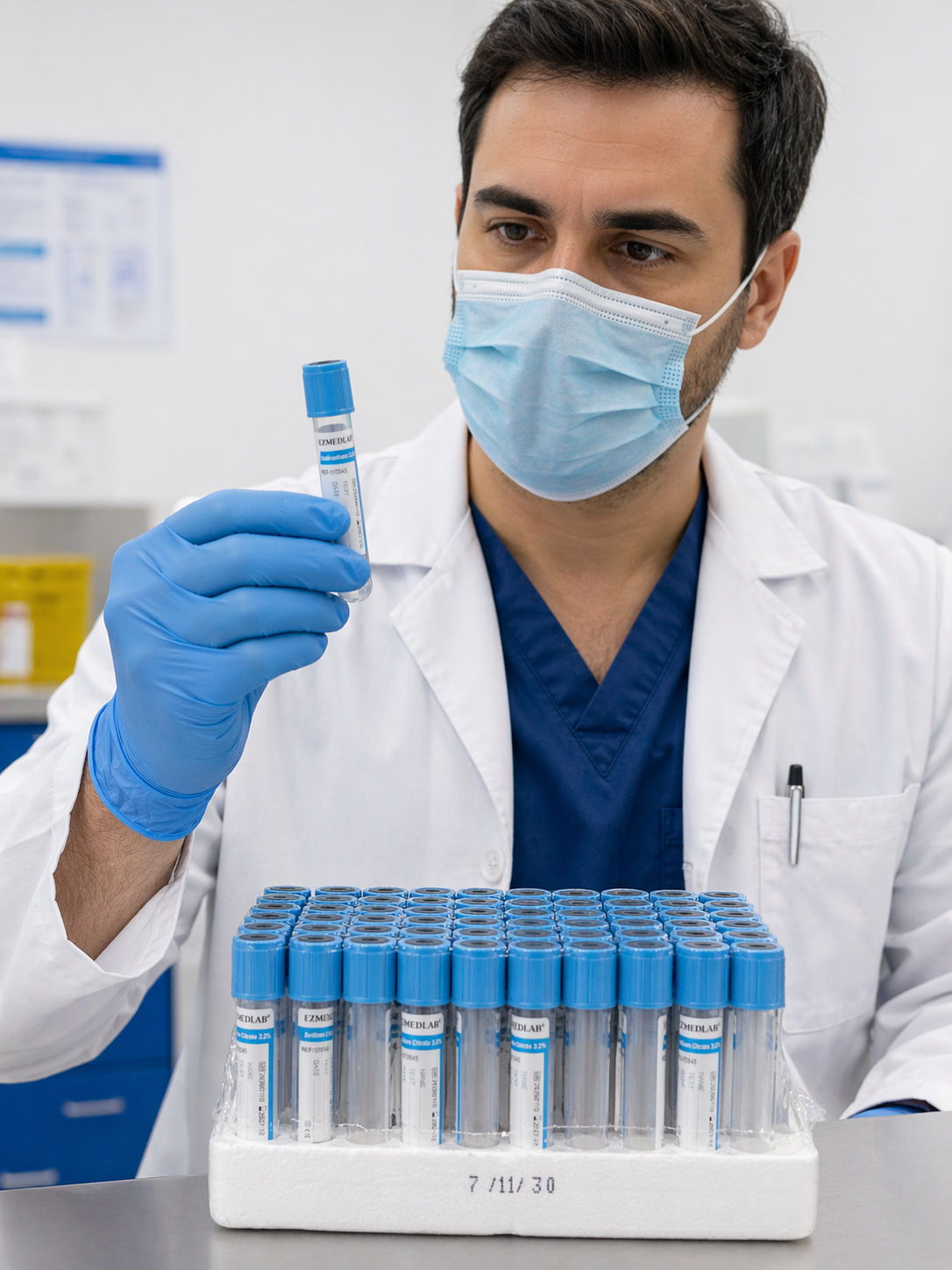 Tubo Vacutainer Tapa Celeste 4,5ml Citrato Sodio 3,2% x100