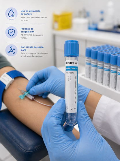 Tubo Vacutainer Tapa Celeste 4,5ml Citrato Sodio 3,2% x100