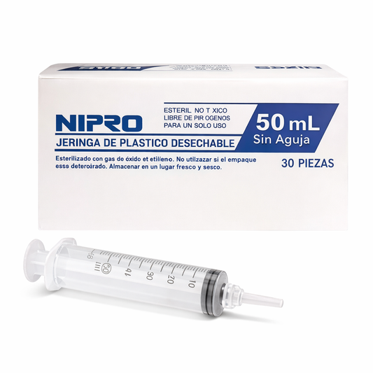 Jeringa 50ml Punta Excéntrica Luer Slip x30 Nipro  Alimentación