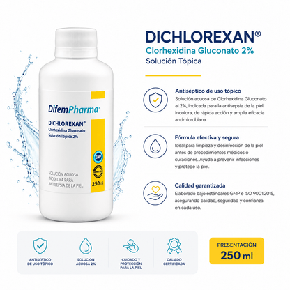 Clorhexidina 2% Solución Tópica 250 ml Dichlorexan DifemPharma