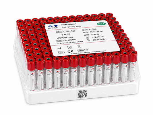Tubo Vacutainer Tapa Rojo 6ml Activador Coágulo x100 | Serología
