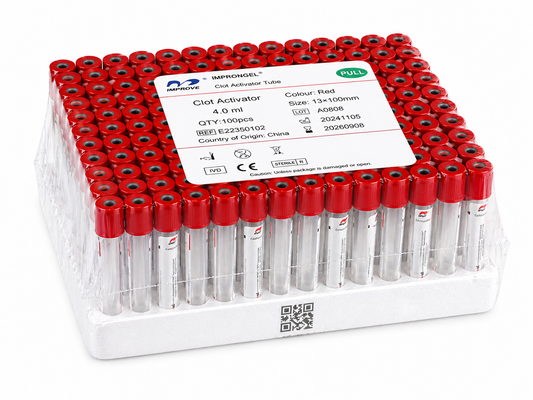 Tubo Tapa Roja 4 ml con Activador de Coágulo – Rack 100 Unidades