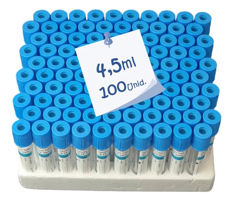 Tubo Vacutainer Tapa Celeste 4,5ml Citrato Sodio 3,2% x100