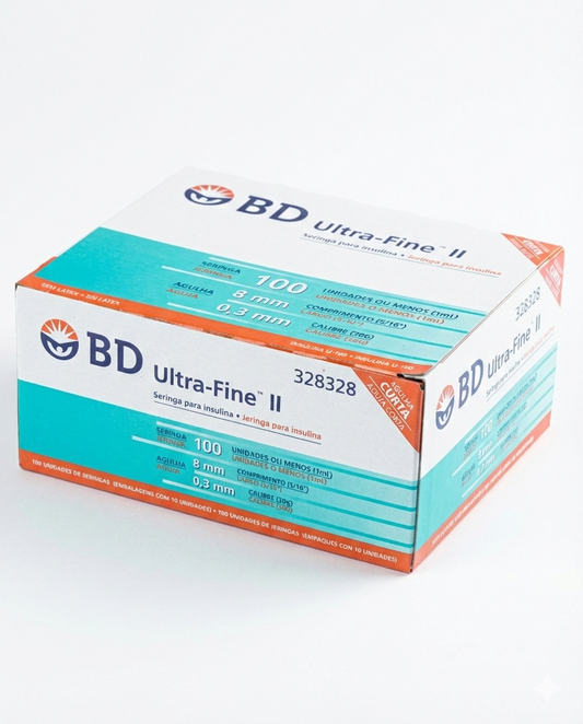 Jeringa Insulina BD Ultra-Fine 100UI 30G x8mm x100 | Diabéticos