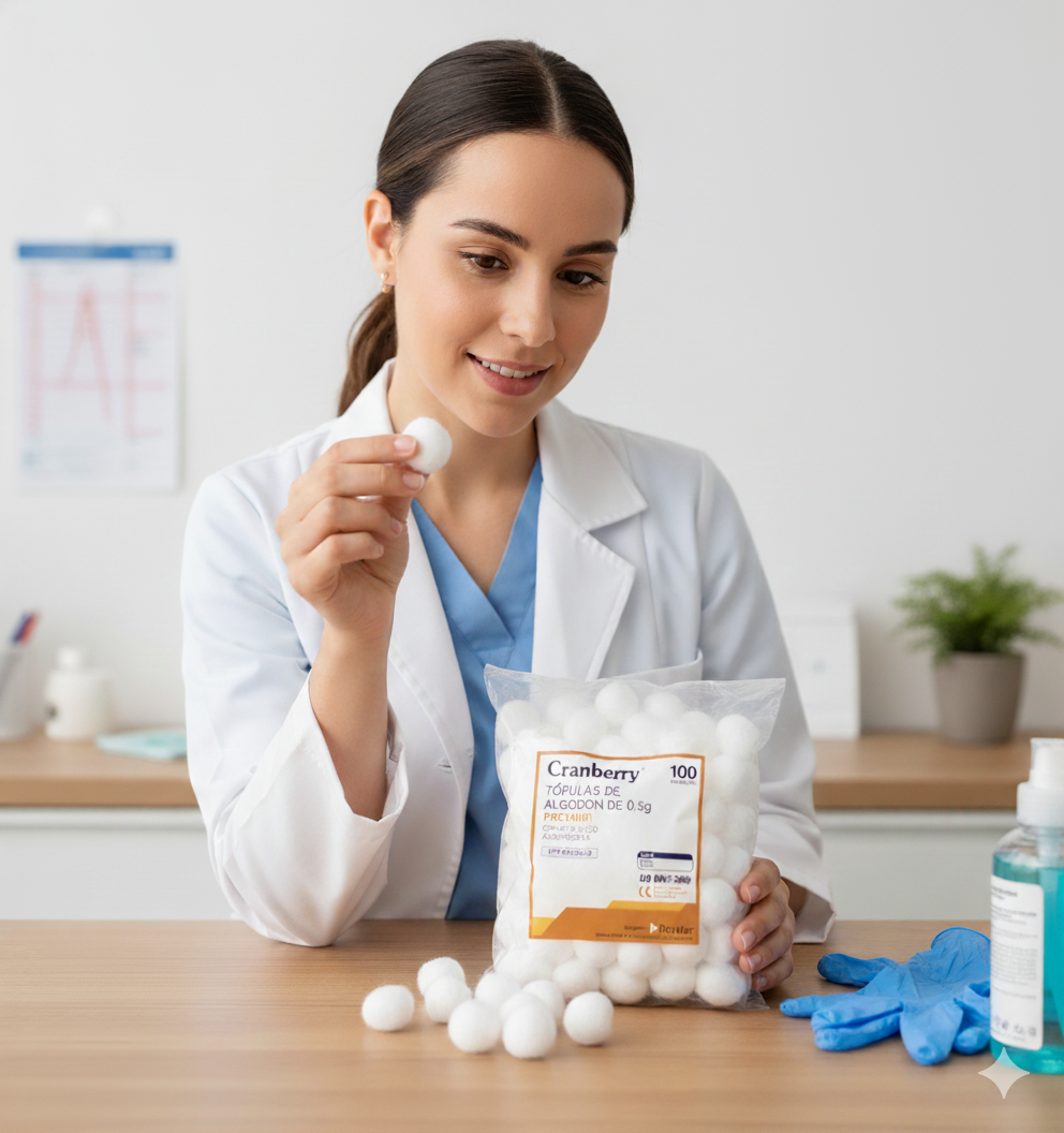 Tórulas de Algodón Cranberry 0,5 g / 1 g / 3,5 g – Bolsa 100 Unidades Absorbentes