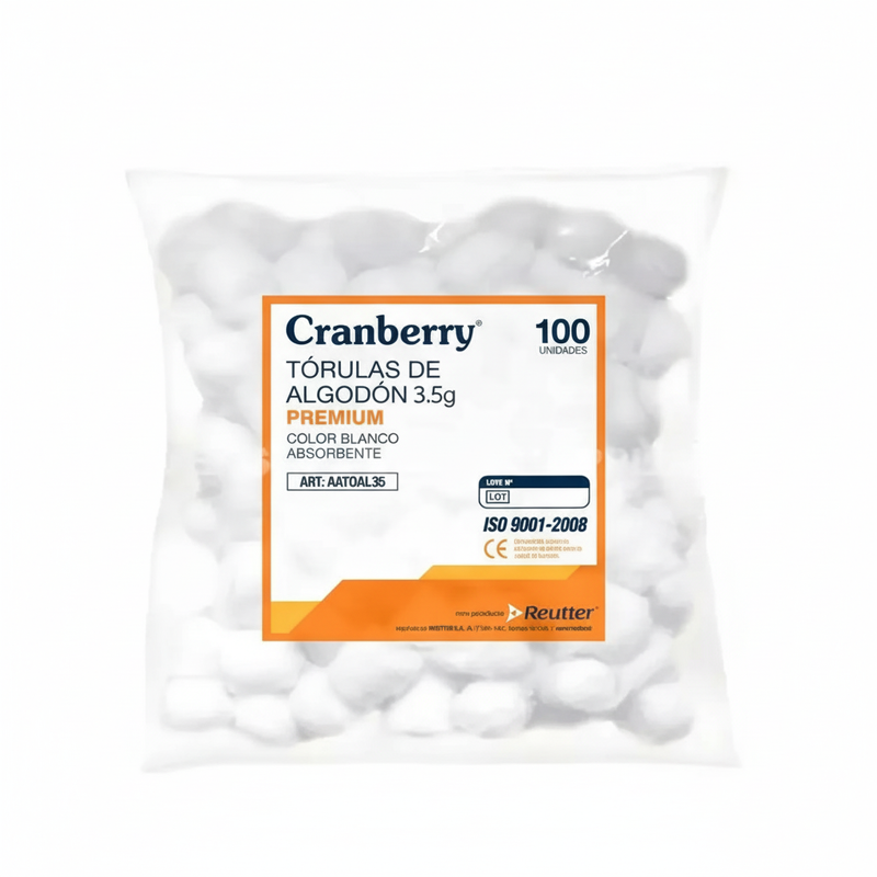 Tórulas de Algodón Cranberry 0,5 g / 1 g / 3,5 g – Bolsa 100 Unidades Absorbentes