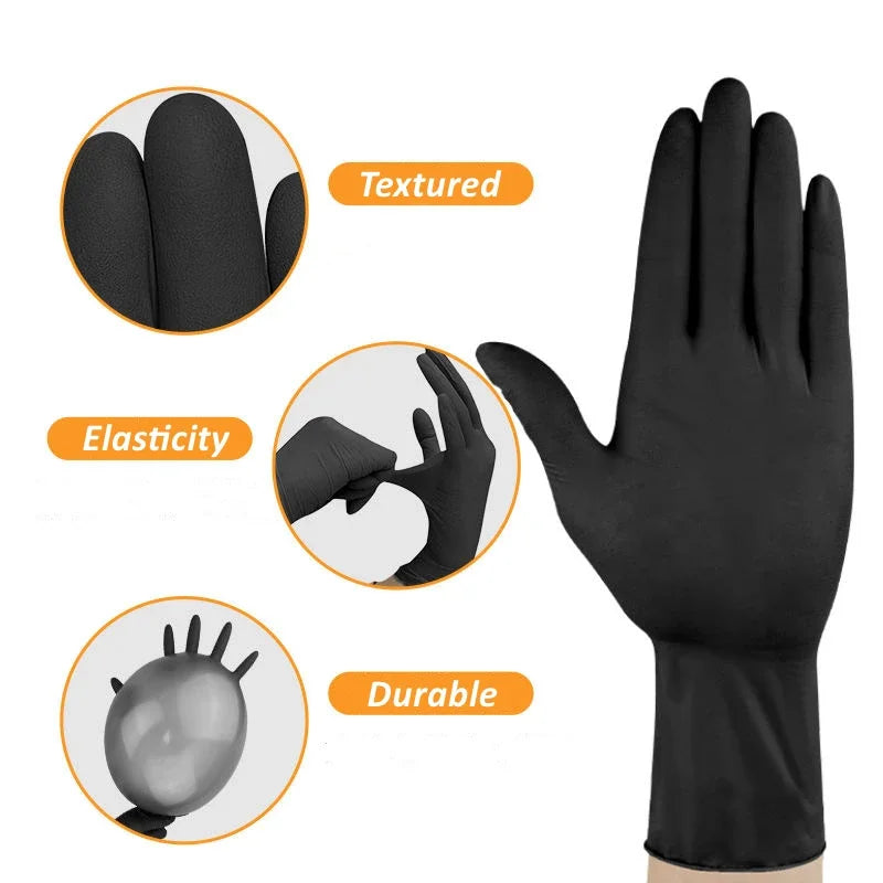 Guantes de Nitrilo Negro Sin Polvo | Caja x 100 unidades – Alta Resistencia y Protección Médica