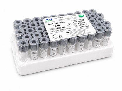 Tubo tapa gris  0,5ml - rack x 50unidades | Na-Fluoruro Oxalato