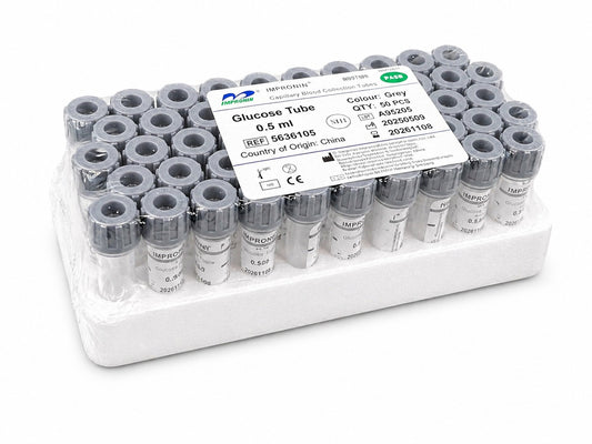Tubo tapa gris  0,5ml - rack x 50unidades | Na-Fluoruro Oxalato